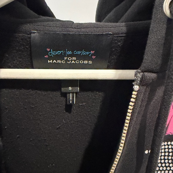 DEVON LEE CARLSON x MARC JACONS black star studded graphic logo hoodie Small - Picture 3 of 8